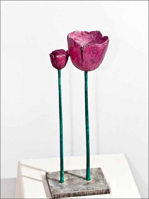 Figuras decoracion salon - flores de bronce - Tulipanes